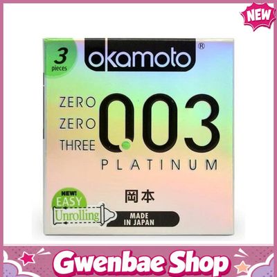 Bao Cao Su Okamoto 0.03 Platinum Trong Suốt Mềm Mại - Hộp 3 cái Chính Hãng - Gwen Shop Chính Hãng