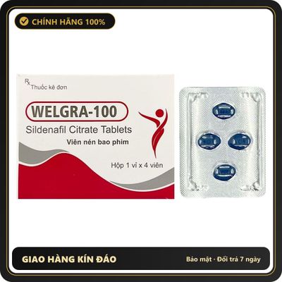 Viên uống cương dương Welgra 100 hộp 4 viên chính hãng - hàng chuẩn nguồn gốc rõ ràng, dùng đều đặn mỗi ngày, đóng gói kín đáo - giao hàng che tên kín đáo