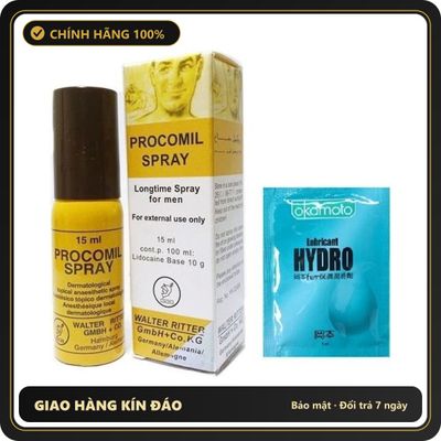 (Che Tên) Xịt Hỗ Trợ Lâu Ra Của Đức Procomil Spray Kèm Gel Gói Okamoto - Hàng Mới Về