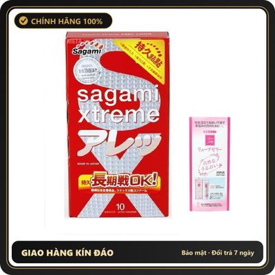 (Che Tên) Bao cao su Sagami Xtreme Feel Long Kèm Gel Gói Jex Hộp Trắng Kín