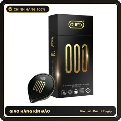 (Che Tên) Bao Cao Su Durex 001 Siêu Mỏng Size Lớn 55mm - Hộp 3 Chiếc Bảo Mật Tuyệt Đối