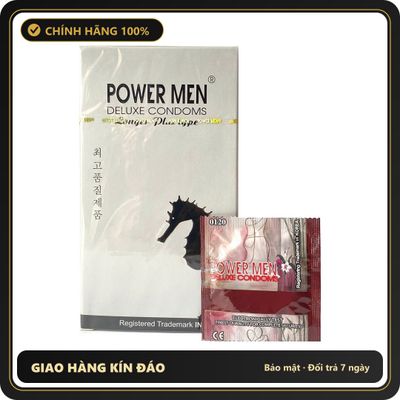 (Che Tên) Bao cao su gân gai kéo dài thời gian Power Men Longer Plus Hỗ Trợ 24/7