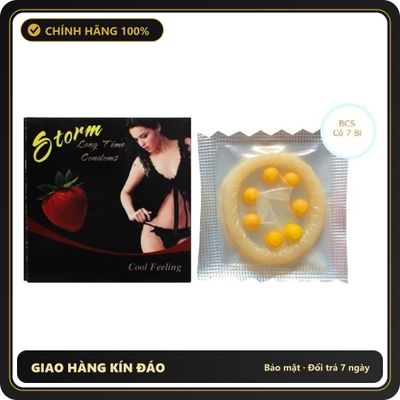 (Che Tên) Bao Cao Su Storm 7 Bi Lớn Hương Dâu - Che Tên SP Giao Nhanh Toàn Quốc