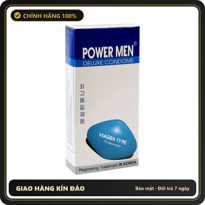 (Che Tên) Bao Cao Su Lâu Ra Power Men Viagra Type Hộp 12 Chiếc Chuẩn Auth