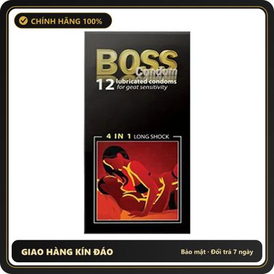 (Che Tên) Bao cao su Boss 4 in 1 Long Shock có gai gân Bảo Mật Tuyệt Đối