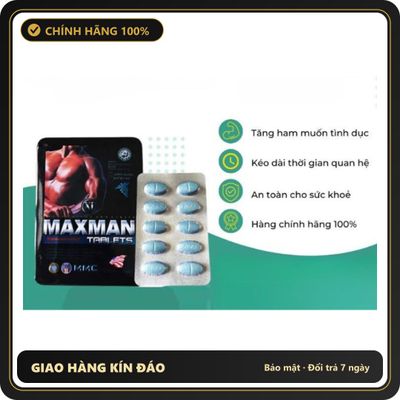 (Che Tên) MaxMan 3800mg – Viên Uống Tăng Cường Sinh Lý Nam Giới Vượt Trội Hỗ Trợ 24/7