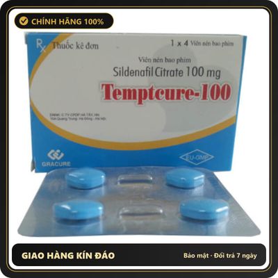(Che Tên) Vỉ 4 Viên UốngTemptcure 100mg Cao Cấp Bảo Đảm - hàng chuẩn nguồn gốc rõ ràng, hạn dùng in rõ trên hộp, đóng gói kín đáo