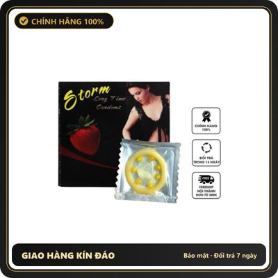 (Che Tên) 10 Cái - Bao Cao Su Storm 7 Bi Kéo Dài Thời Gian Hương Dâu Hỗ Trợ 24/7