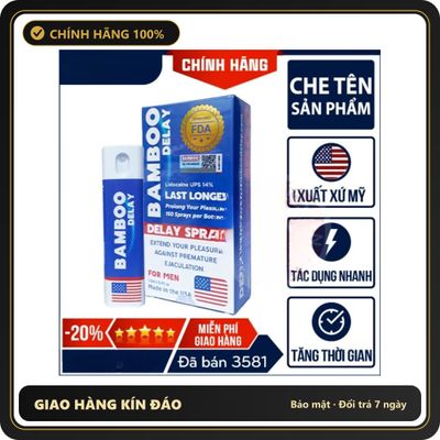 (Che Tên) Xịt Delay Bamboo Delay (USA) FDA Approved – 150 Lần Xịt, Thăng Hoa Mỗi Cuộc Yêu Bảo Mật Tuyệt Đối