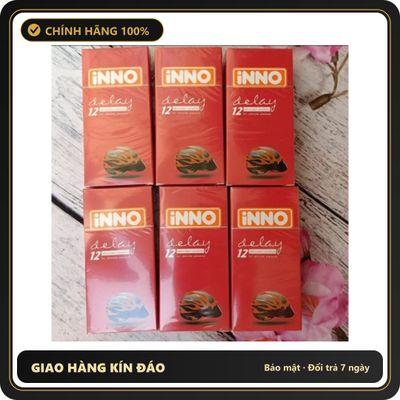 (Che Tên) Bao Cao Su INNO DELAY Hộp 12 Cái – Kéo Dài Thời Gian, Tăng Tự Tin Hỗ Trợ 24/7