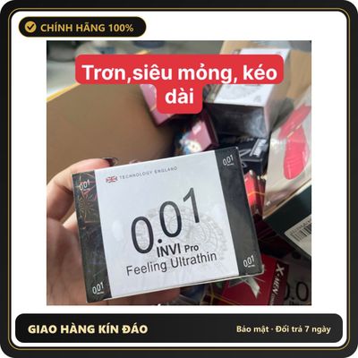 (Che Tên) Cao Su Feeling Ultrathin 001 Hộp 10 Chiếc - Siêu Mỏng Trần Trụi, Hương Vanilla Ngọt Ngào Hỗ Trợ 24/7