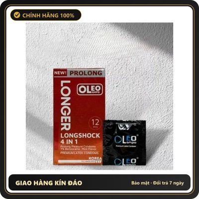 (Che Tên) Bao Cao Su Oleo Lampo Longshock 4in1 Hộp 12 Cái - Gân Gai Mịn, Hương Bạc Hà, Kéo Dài Cuộc Yêu Đỉnh Cao Bảo Mật Tuyệt Đối