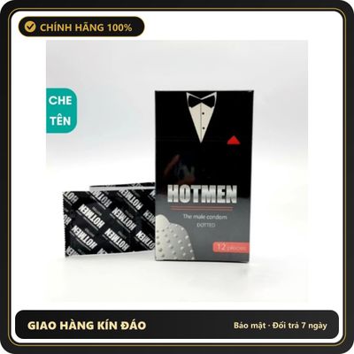 (Che Tên) Bao Cao Su Hotmen Nhật Bản Hộp 12 Chiếc - Gai Mịn Kích Thích, Size 49mm Ôm Sát Chống Tuột Bảo Mật Tuyệt Đối
