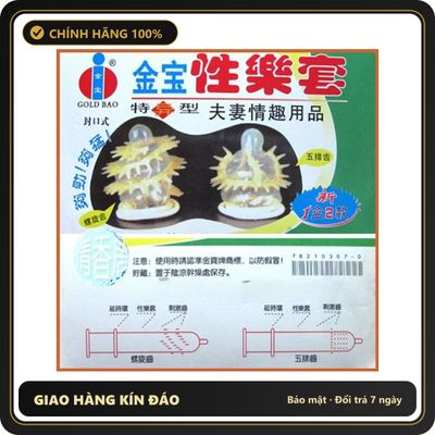 (Che Tên) Bao Cao Su Gold Siêu Gai – Thiết Kế Râu Xúc Tua Mềm Mại, Kích Thích Mạnh Mẽ Đưa Nàng Lên Đỉnh Đê Mê (Hộp 2 Chiếc) Cao Cấp Bảo Đảm