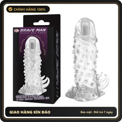 (Che Tên) Bao Cao Su Đôn Dên Gai Khủng Brave Man – Tăng Kích Thước 4cm, Tích Hợp Rung Đầu Kích Thích Sâu & Kéo Dài Thời Gian (Hộp 1 Cái) Hộp Trắng Kín