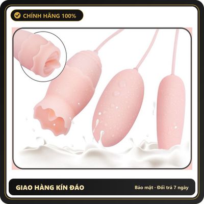 (Che Tên) Trứng rung tình yêu cao cấp 3 đầu ABS sạc điện lưỡi liếm hoa hồng [đổi tên khi giao] Chuẩn Auth