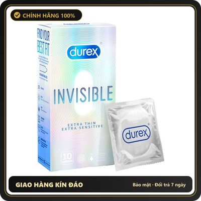 (Che Tên) Bao cao su siêu mỏng Durex Invisible cao cấp [đổi tên khi giao] Hộp Trắng Kín