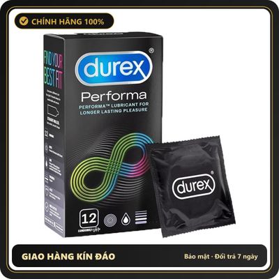 (Che Tên) Bao cao su Durex Perfomea siêu mỏng trơn, kéo dài thời gian cho nam [đổi tên khi giao] Hộp Trắng Kín