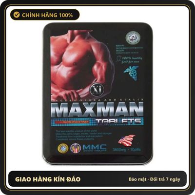 (Che Tên) Hộp 10 Viên Maxman Mỹ Hỗ Trợ Sinh Lý Nam Nhanh Chóng Hiệu Quả (1 vỉ) Hộp Trắng Kín