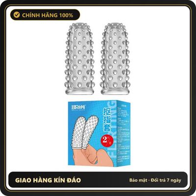 (Che Tên) Bao Cao Su Ngón Tay Có Gai Aichao Hộp 2 Cái Cao Cấp Kích Thích Dùng Lại Nhiều Lần Chuẩn Auth