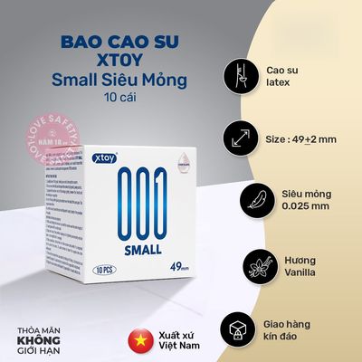 Bao Cao Su Size Nhỏ 49mm Xtoy Small Siêu Mỏng Hương Vani chính hãng - có hương thơm, ôm sát cảm giác thật, chất liệu latex an toàn - giao hàng che tên kín đáo