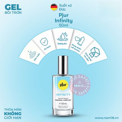 Gel Bôi Trơn Gốc Nước Cao Cấp Pjur Infinity chính hãng - gốc nước không dính rít, dịu nhẹ an toàn cho da, dễ rửa sạch - giao hàng che tên kín đáo