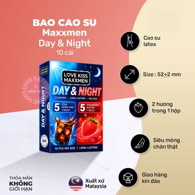 Bao Cao Su Kéo Dài Thời Gian Maxxmen Day & Night chính hãng - siêu mỏng 0.02mm, siêu mỏng, hỗ trợ kéo dài - giao hàng che tên kín đáo