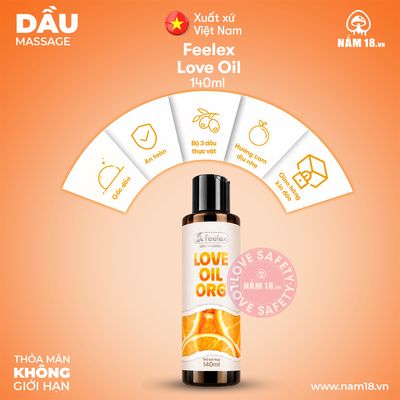 Gel Dầu Massage Body Feelex Love Oil Org Hương Cam chính hãng - sạc USB, chất liệu an toàn cho da, dễ vệ sinh - giao hàng che tên kín đáo