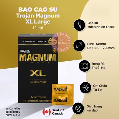 Bao Cao Su Size Lớn 58mm Trojan Magnum XL Large chính hãng - ôm sát cảm giác thật, chất liệu latex an toàn, hàng nhập khẩu - giao hàng che tên kín đáo