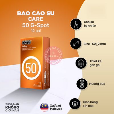 Bao Cao Su Gân Gai CARE 50 G Spot Hương Dứa chính hãng - có gai nổi, có hương thơm, ôm sát cảm giác thật - giao hàng che tên kín đáo