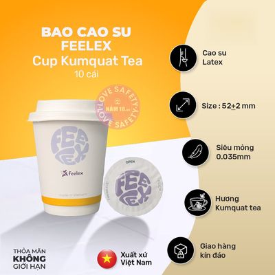 Bao Cao Su Siêu Mỏng Feelex Cup Hương Kumquat Tea chính hãng - có hương thơm, ôm sát cảm giác thật, chất liệu latex an toàn - giao hàng che tên kín đáo