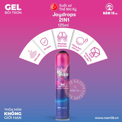 Gel Bôi Trơn Joydrops Massage 2in1 chính hãng - gốc nước không dính rít, dịu nhẹ an toàn cho da, dễ rửa sạch - giao hàng che tên kín đáo