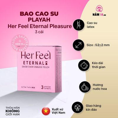 Bao Cao Su Kéo Dài Thời Gian PlayAh Her Feel Eternal Pleasure chính hãng - siêu mỏng 0.03mm, siêu mỏng, hỗ trợ kéo dài - giao hàng che tên kín đáo