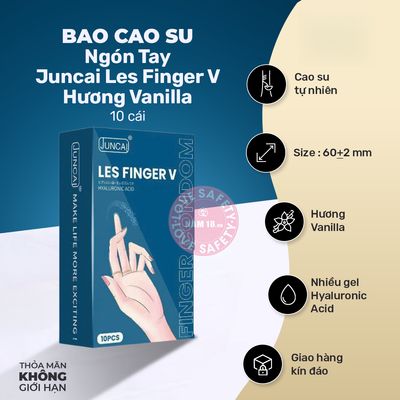 Bao Cao Su Ngón Tay Juncai Les Finger V Hương Vanilla chính hãng - siêu mỏng 0.05mm, siêu mỏng, có hương thơm - giao hàng che tên kín đáo