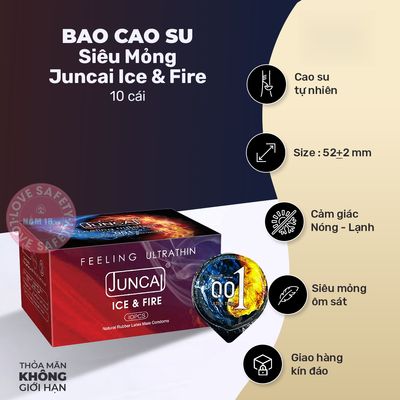 Bao Cao Su Siêu Mỏng Juncai Ice & Fire Lửa Băng chính hãng - siêu mỏng 0.01mm, ôm sát cảm giác thật, chất liệu latex an toàn - giao hàng che tên kín đáo