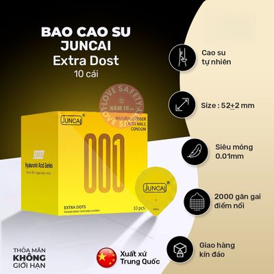Bao Cao Su Siêu Điểm Nổi Juncai Extra Dots chính hãng - siêu mỏng, có gai nổi, hỗ trợ kéo dài - giao hàng che tên kín đáo