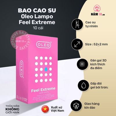 Bao Cao Su Gân Gai Oleo Lampo Feel Extreme Nhiều Gel chính hãng - có gai nổi, nhiều gel bôi trơn, có hương thơm - giao hàng che tên kín đáo
