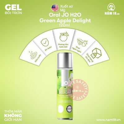 Gel Bôi Trơn Oral Jo H20 Green Apple Delight chính hãng - gốc nước không dính rít, dịu nhẹ an toàn cho da, dễ rửa sạch - giao hàng che tên kín đáo