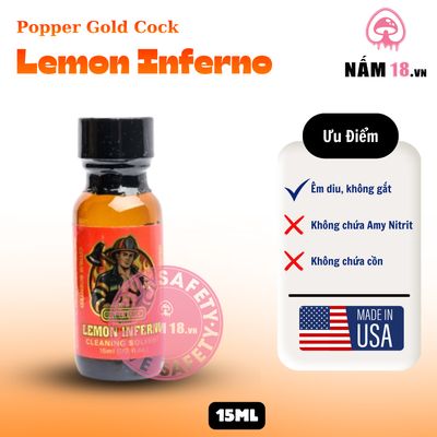 Popper Golden Cock Lemon Inferno chính hãng - hàng chuẩn nhập khẩu, nắp kín không bay hơi, dùng được nhiều lần - giao hàng che tên kín đáo