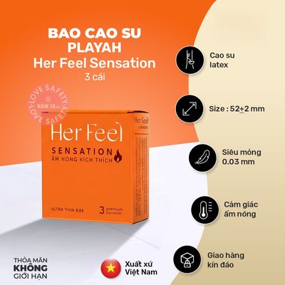Bao Cao Su Nóng Ấm PlayAh Her Feel Sensation Hương Nước Hoa chính hãng - siêu mỏng 0.03mm, siêu mỏng, có hương thơm - giao hàng che tên kín đáo