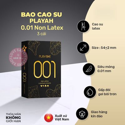 Bao Cao Su Siêu Mỏng PlayAh 0.01 Non Latex chính hãng - siêu mỏng 0.01mm, có hương thơm, ôm sát cảm giác thật - giao hàng che tên kín đáo