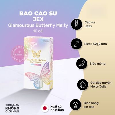 Bao Cao Su Jex Glamourous Butterfly Melty Hương Trà Hộp 10 Cái chính hãng - siêu mỏng 0.03mm, siêu mỏng, nhiều gel bôi trơn - giao hàng che tên kín đáo