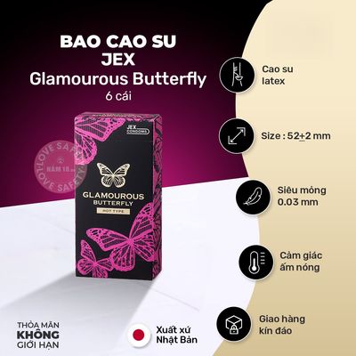 Bao Cao Su Siêu Mỏng Jex Glamourous Butterfly Nóng Ấm chính hãng - ôm sát cảm giác thật, chất liệu latex an toàn, hàng nhập khẩu - giao hàng che tên kín đáo
