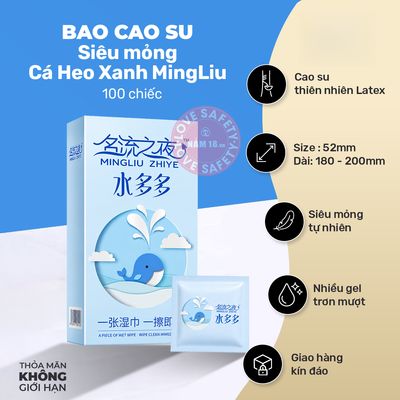 Bao Cao Su Gia Đình Siêu Mỏng Cá Heo Xanh MingLiu chính hãng - ôm sát cảm giác thật, chất liệu latex an toàn, hàng nhập khẩu - giao hàng che tên kín đáo