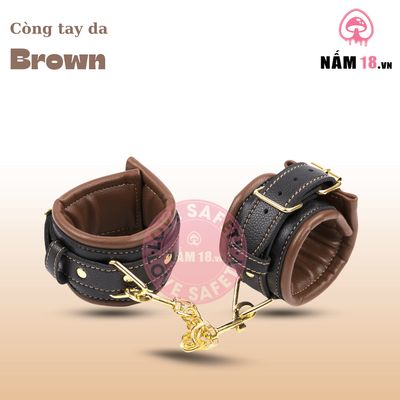 Còng Tay Da Brown Unisex chính hãng - chất liệu an toàn cho da, dễ vệ sinh, êm ái khi dùng - giao hàng che tên kín đáo