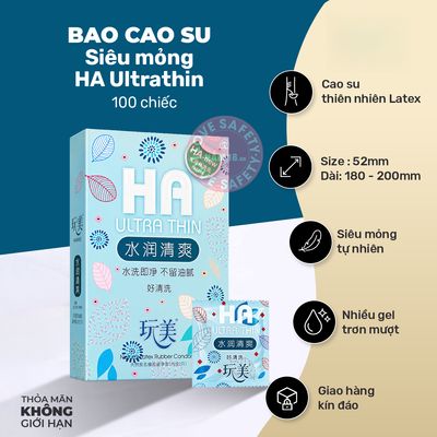 Bao Cao Su Gia Đình Siêu Mỏng HA Ultra Thin chính hãng - ôm sát cảm giác thật, chất liệu latex an toàn, hàng nhập khẩu - giao hàng che tên kín đáo