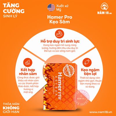 Kẹo Sâm Tăng Cường Sinh Lý Nam Hamer Pro USA chính hãng - hỗ trợ tăng cường sinh lý, hàng chuẩn nguồn gốc rõ ràng, dùng đều đặn mỗi ngày - giao hàng che tên kín đáo