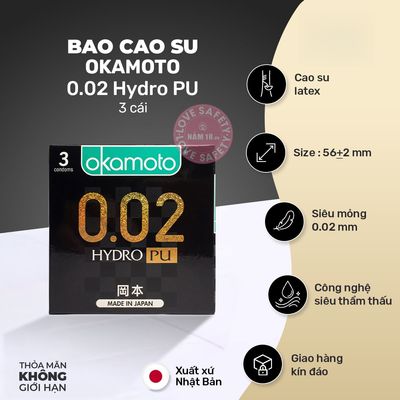 Bao Cao Su Size Lớn 56mm Siêu Mỏng Okamoto 0.02 PU chính hãng - siêu mỏng 0.02mm, ôm sát cảm giác thật, chất liệu latex an toàn - giao hàng che tên kín đáo