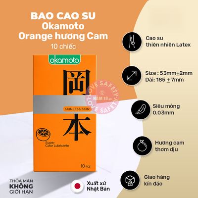 Bao Cao Su Okamoto Orange Hương Cam chính hãng - siêu mỏng, có hương thơm, ôm sát cảm giác thật - giao hàng che tên kín đáo