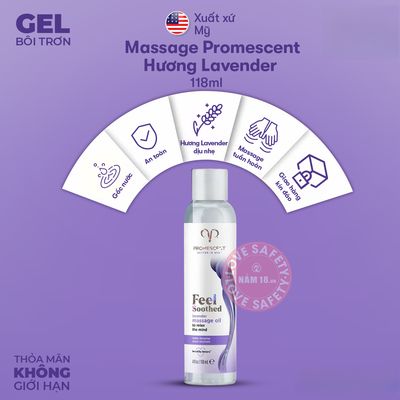 Gel Bôi Trơn Massage Promescent Hương Lavender chính hãng - dịu nhẹ an toàn cho da, dễ rửa sạch, dùng được cho mọi loại da - giao hàng che tên kín đáo